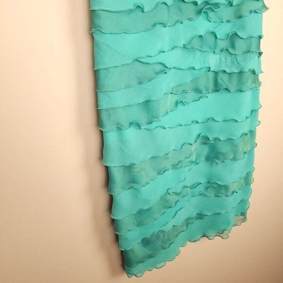 Tadashi Shoji NEW Seafoam Ruffle Cocktail Dress Short Sleeve Green Size 8 - Picture 5 of 12
